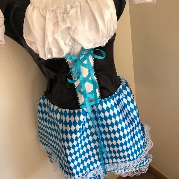 Blue Checkered Tyrolean Dirndl Dress - Picture 7 of 10